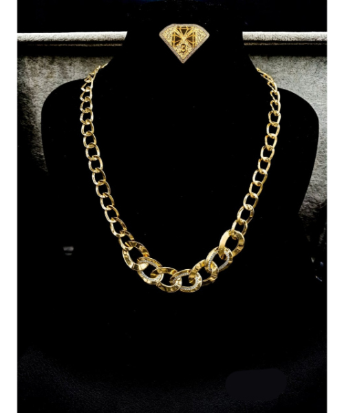 3 Diamonds 115 Chains Necklace Gold Plated Without Pendant - Gold