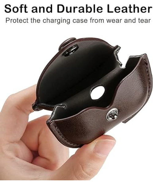 AirPods Pro 2 Case (2022), Leather Protective Case Skin Cover with Keychain and Lock for Apple Airpods Pro 2 Case Women Men (Chocolate Brown)