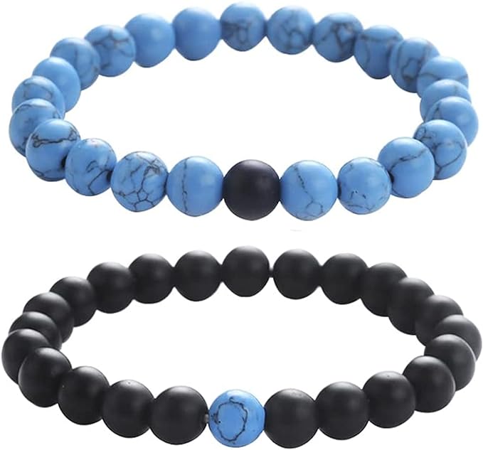  Matching Bracelets for Couples GL002 - Black Blue