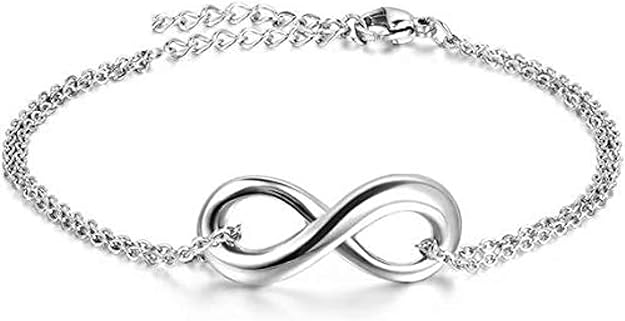 Infinity Mini Bracelet with Double Chains For Women - Silver