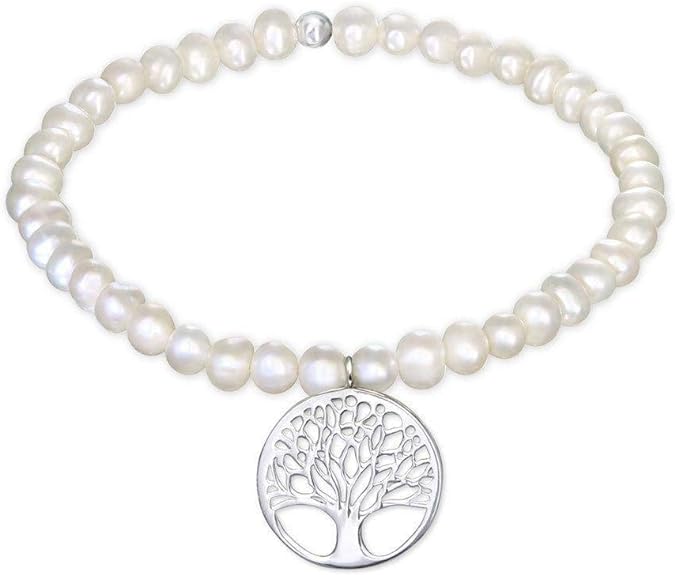 Imitation Pearl Bracelet with life tree pendant - handmade for Women