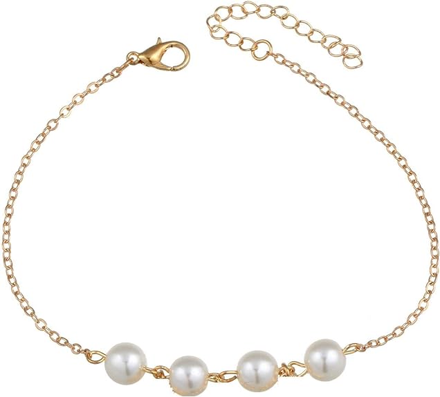  Golden Anklet With Imitation Pearl for women