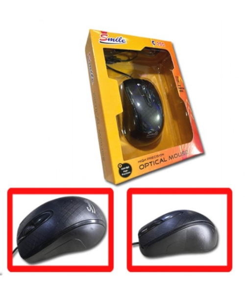 Smile C200 Optical Mouse 2.0 USB Wired For PC And Laptop Mac Or Windows Office - Black
