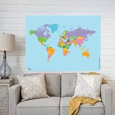 خريطة العالم مطبوعة علي ورق فاخر