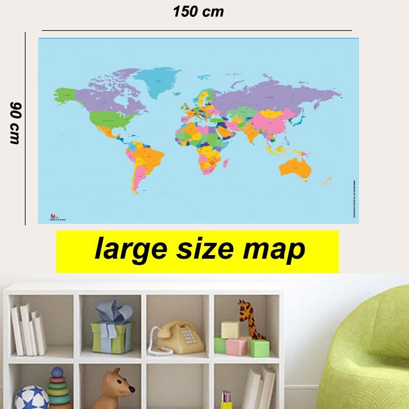 خريطة العالم مطبوعة علي ورق فاخر