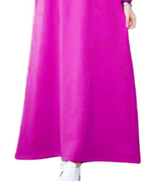 Solid Milton  Dress Full Sleeve High Neck With Zipper For Women - Fushia