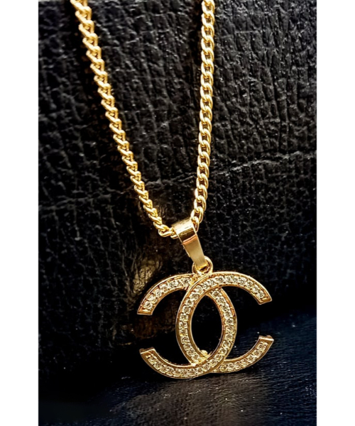 3 Diamonds 593 Pendant Necklaces Chanel Necklace Gold Plated Zircon Shape -  Gold