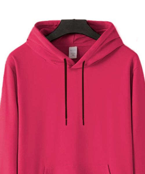 Solid Hoodie With Pockets And Capiccio Full Sleeve For Men - Fuchsia