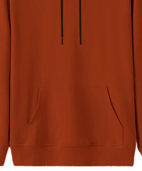 Solid Hoodie With Pockets And Capiccio Full Sleeve For Men - Dark Orange