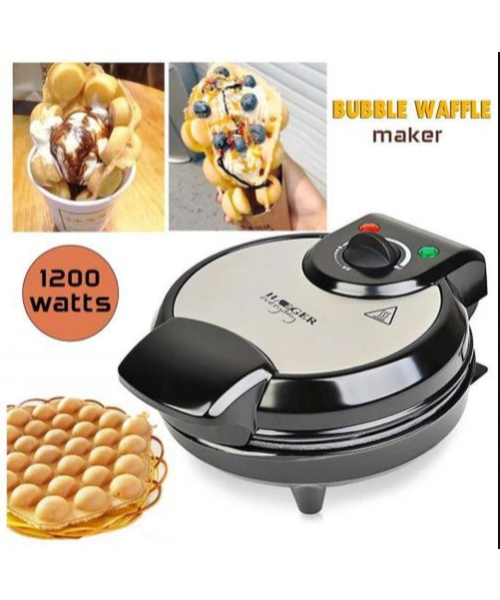 HAEGER HG-273 Egg Bubble Waffle Maker Non-stick 1200 Watt - Black Silver