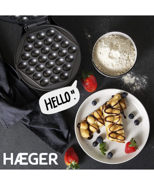 HAEGER HG-273 Egg Bubble Waffle Maker Non-stick 1200 Watt - Black Silver