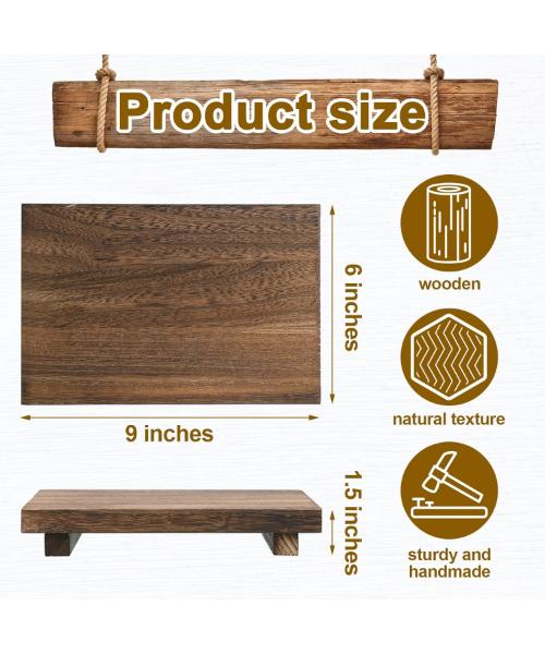 Wood Soap Tray, Kitchen Sink Soap Holder, Wooden Kitchen Sink Base, Kitchen Sink Holder, Decorative Rustic Style Bathroom Plates for Plant Bottle and Candle Display, Brown, 9 x 6 Inch