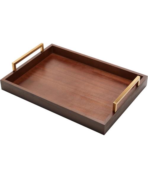 Home Decor Wooden Serving Tray with Handles, Modern Rustic Ottoman Decor Serving Tray, Coffee Table Centerpiece, Wooden Tray, Living Room Decor, New Home Decor, Rectangle