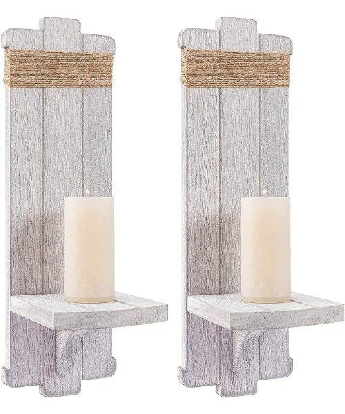 Rustic Style Wall Hanging Candle Sconce - Nordic Style Handmade Wooden Wall Hanging Candle Holder for Bedroom Living Room Kitchen Bathroom