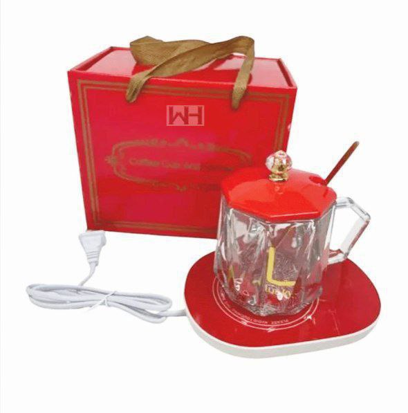 Pyrex Coffee Mug with Heating Base 450 ml - Red