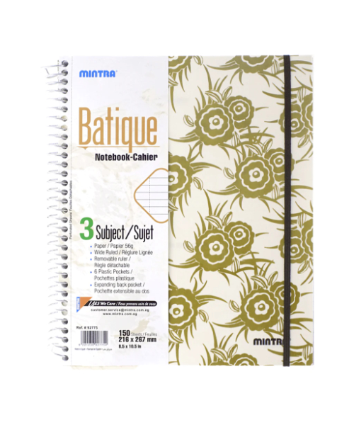 Mintra Batique Lined Notebook 150 Sheets 216×267 Cm - White Lime