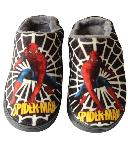 Spider Man Patrined Fur Winter Slipper Flat For Boys - Red Black