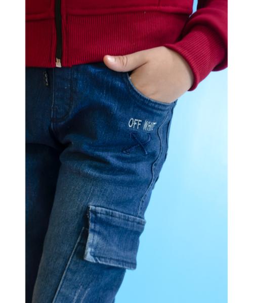 Solid cargo jeans Pants For Boys - Blue