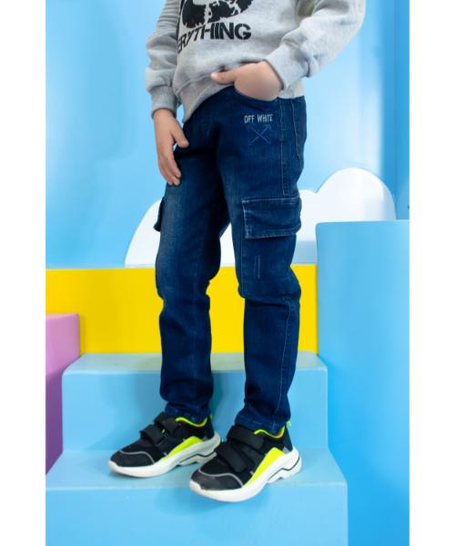 Solid cargo jeans Pants For Boys - Navy