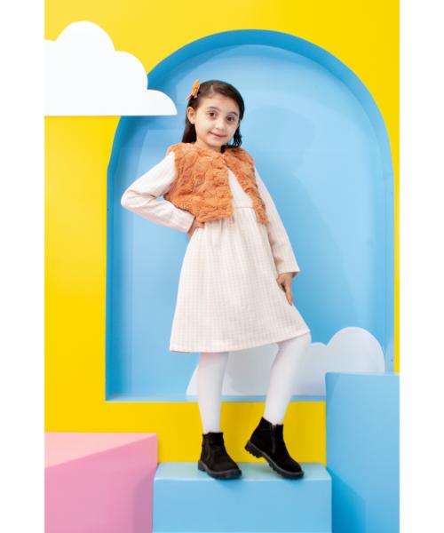 Solid Dress casual For Girls 2 Pieces - Light Brown