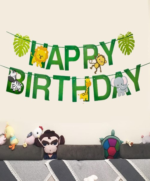 2animal-patterned birthday banners