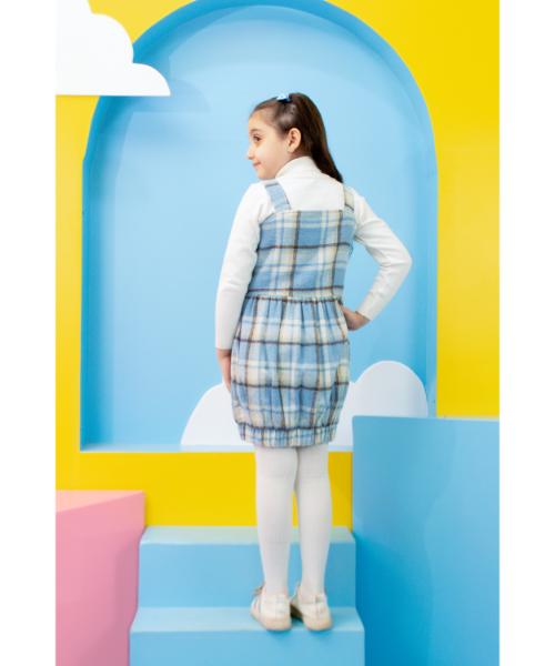 Checked winter Dress casual for Girls - Light Blue