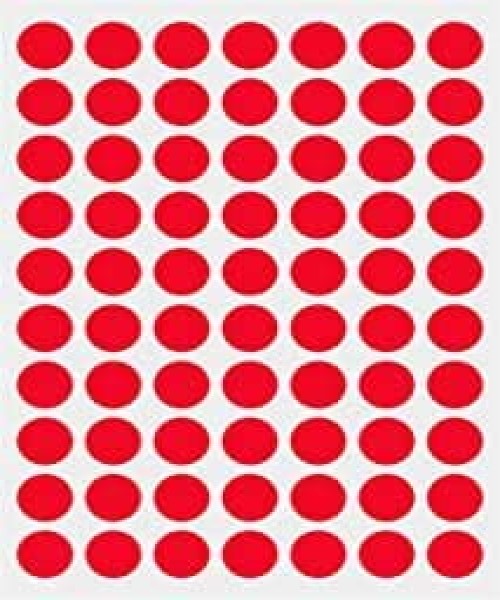 Red colored circular adhesive stickers