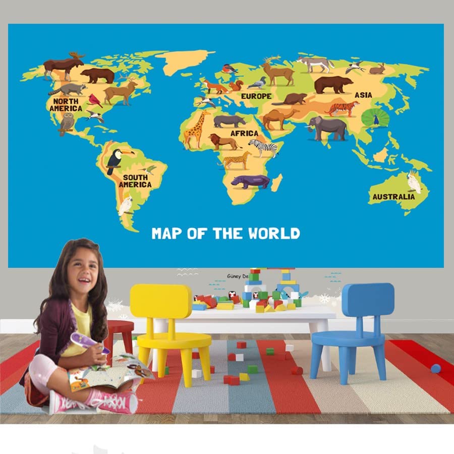خريطة كرتونية ملونة للاطفال في المدرسة والحضانة