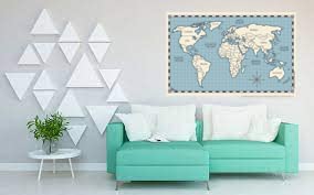 World map to hang on the wall