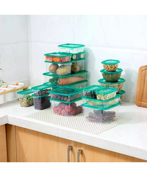 Plastic Food Container Sets 17 Pieces - Transparent Green