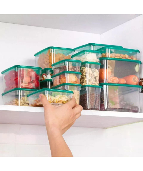 Plastic Food Container Sets 17 Pieces - Transparent Green