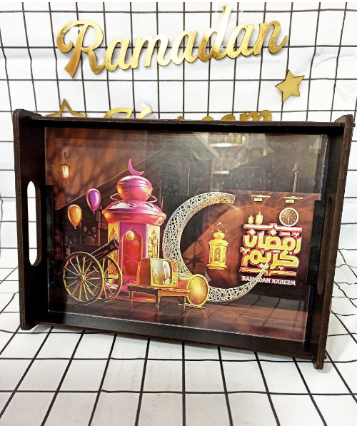 صينيه زجاج 3 دي اشكال رمضانيه 25 ×35 سم - متعدد الالوان