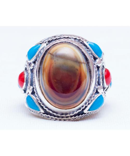Silver Ring 925 with Agate Gemstone Stone Solimanian