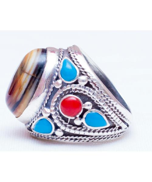 Silver Ring 925 with Agate Gemstone Stone Solimanian