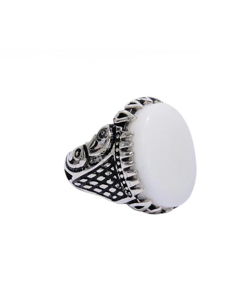 Silver Ring 925 With Milky Agate Stone
