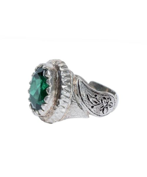 Iranian Silver Ring With Green Citrine Stone