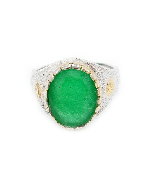 Silver Ring 925 with Agate green Gemstone