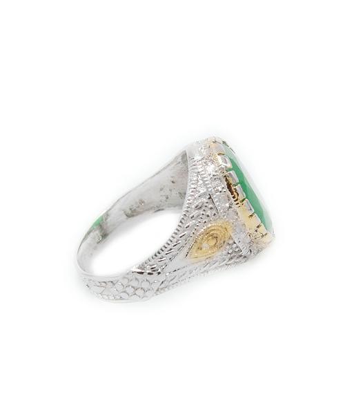 Silver Ring 925 with Agate green Gemstone