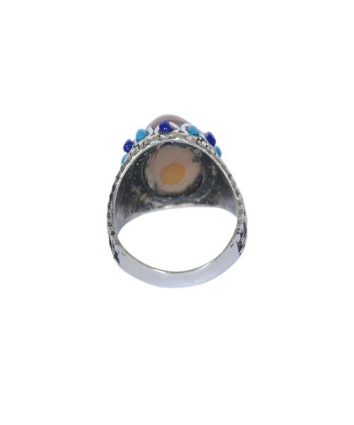 Silver Ring 925 with with Turquoise Lapis Agate Gemstone Solimanian Stone