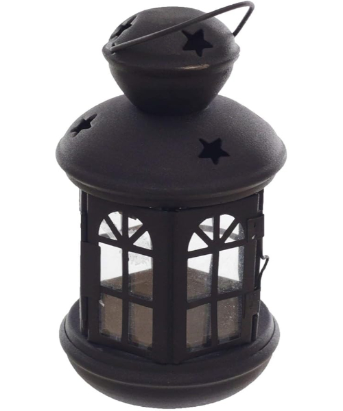 Metal Ramadan Lantern For Small Candles - Black