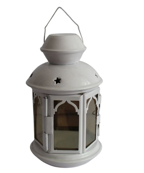Metal Ramadan Lantern For Small Candles - White