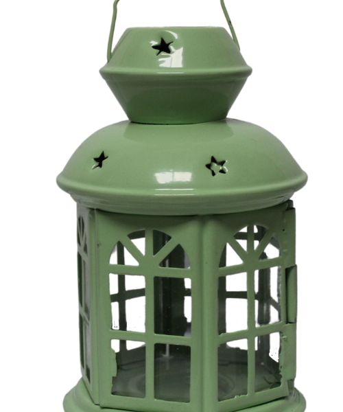 Metal Ramadan Lantern For Small Candles - Mint Green