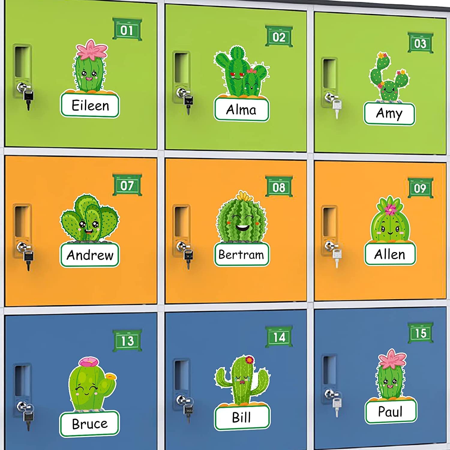 Name Tag A set of stickers with a cactus design