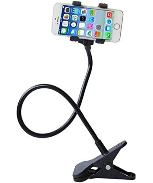 Flexible lazy bracket mobile phone holder with a long arm to hold the phone