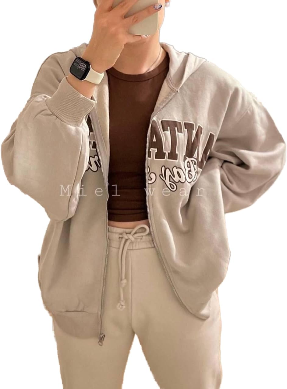 Hoodie sweatshirt 100% cotton With Zipper For unisex - Beige