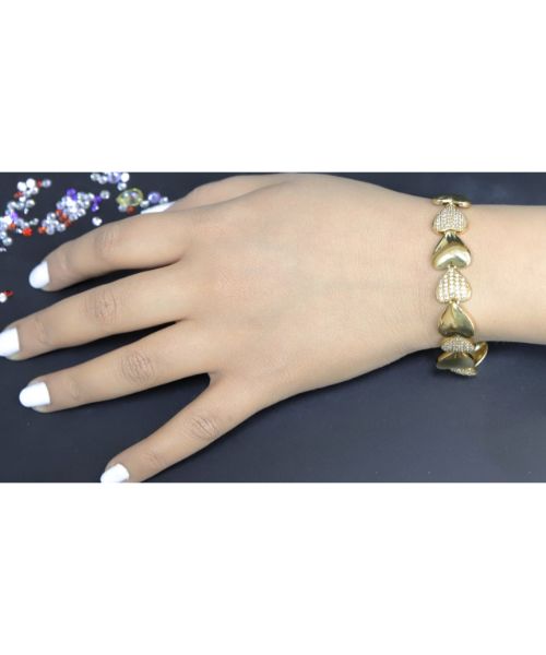 3 Diamond 7 Chain Bracelet For Girls - Gold
