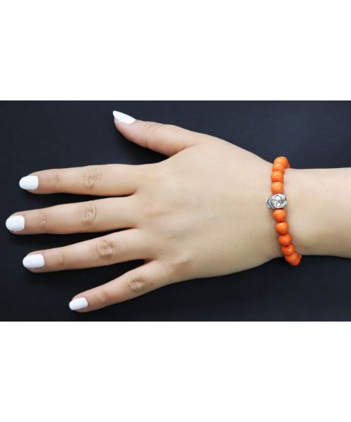 3 Diamond with skull ston in the middle Beaded For Girls - Orange