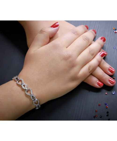 3 Diamond 103 Chain Bracelet For Girls  - Silver