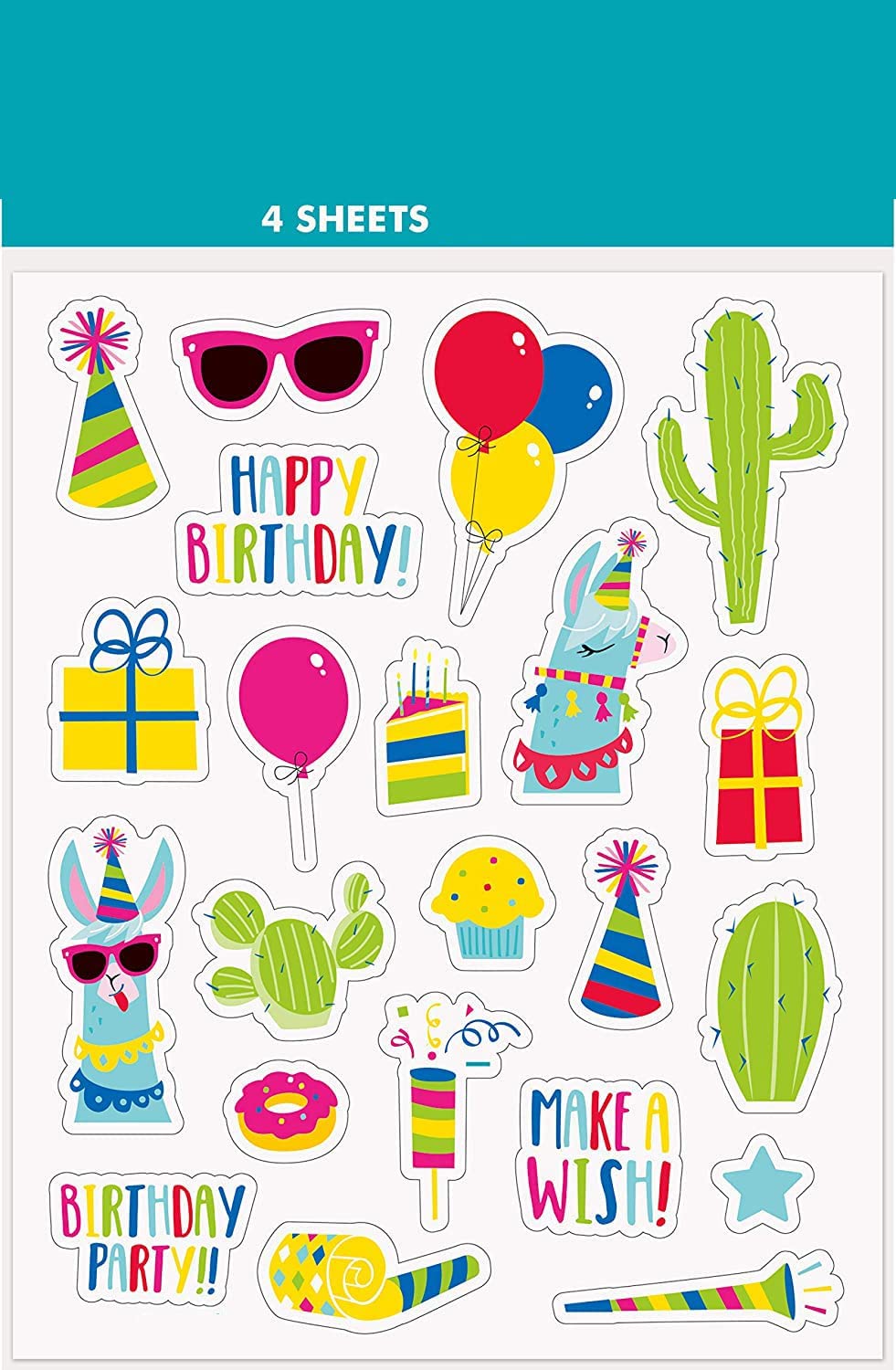 Birthday party stickers in different shapes