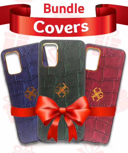 Bundle Of New Design Gold Logo  Back Mobile Cover For Samsung Galaxy A03S 3 Pieces - Multi Color